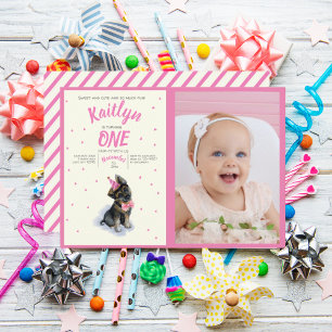 Invitation Chiot 🐶 berger allemand rose photo d'anniversaire