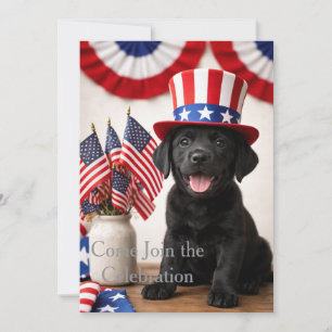 Invitation chiot Labrador noir patriotique  