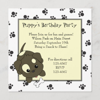 Invitation Chiot mignon avec os