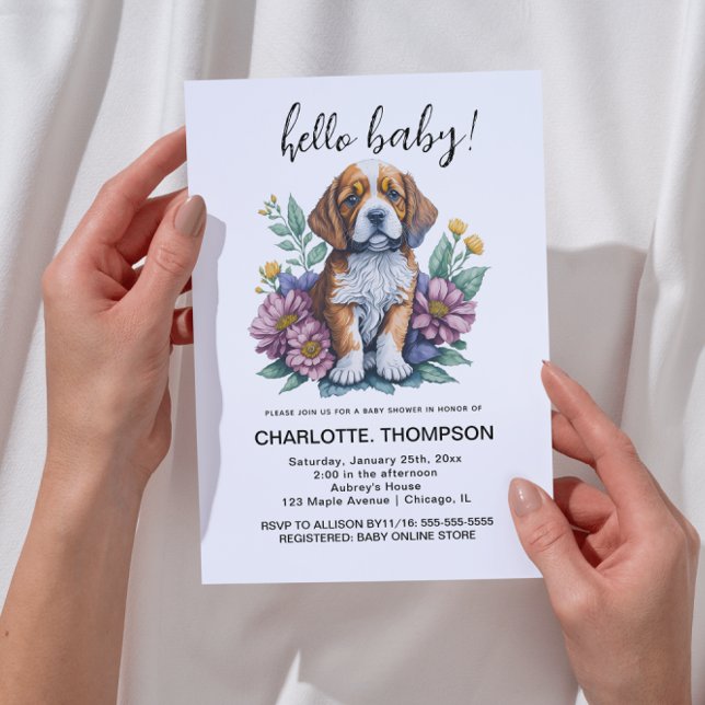Invitation Chiot Moderne en Terre Cuite pour Baby Shower (Créateur téléchargé)