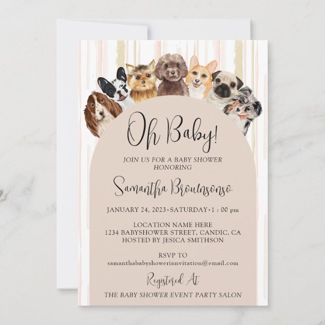 Invitation Chiots Beige Oh Baby (Devant)