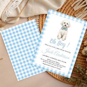 Invitation Chiots Chic Nœud Papillon Bleu Shower pour Bébé Ga