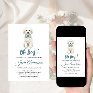Invitation Chiots Chic Nœud Papillon Bleu Shower pour Bébé Ga