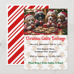 Invitation Chiots de Noël Échange de cookies personnalisés