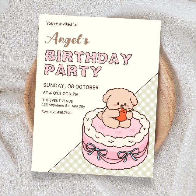 Invitation Chiots gâteau mignon (Créateur téléchargé)