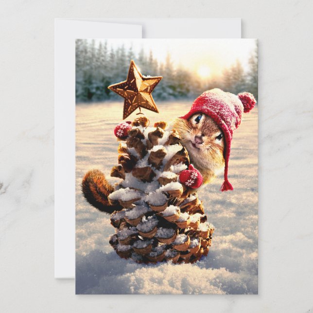Invitation Chipmunk Avec Pine Cone Tree (Devant)