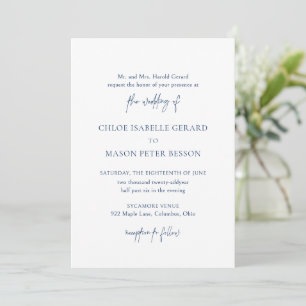 Invitation Chloe Marine Bleu Mariage élégant