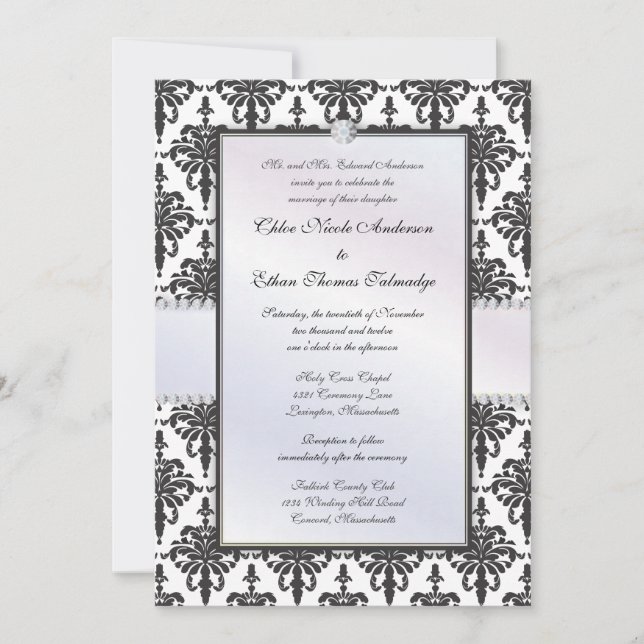 Invitation Chloe Silk Mariage damassé (Devant)