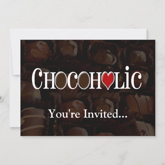 Invitation Chocoholic, Dark Brown et Red Heart Conception amu (Devant)