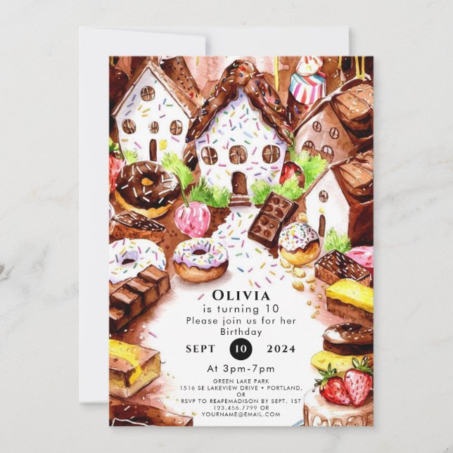 Invitation Chocolat Boho simple Anniversaire (Devant)