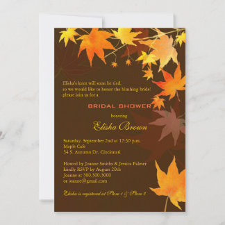 Invitation Chocolat Brown Automne Fête des mariées d'érable