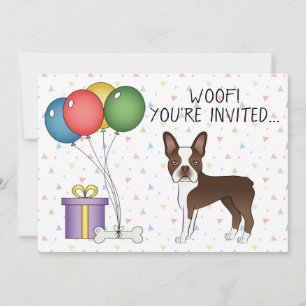 Invitation Chocolat Brown Boston Terrier mignon chien - Anniv
