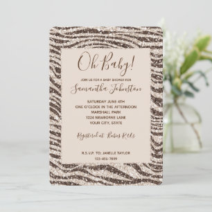 Invitation Chocolat Brown crème Blush Zebra Parties scintilla