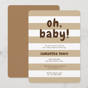 Invitation Chocolat Brown genre Baby shower neutre
