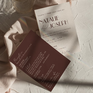 Invitation Chocolat Brun Élégant Tout En Un Mariage Argent De