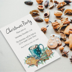 Invitation Chocolat chaud avec cookies et verdure hivernale
