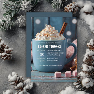 Invitation Chocolat chaud avec crème humide Baby shower confo