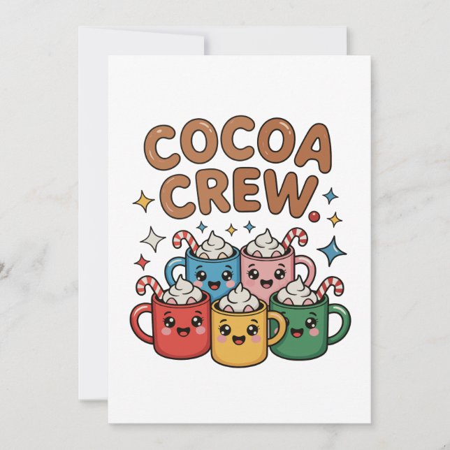 Invitation Chocolat Chaud Cocoa Crew Kawaii Noël Xmas (Devant)
