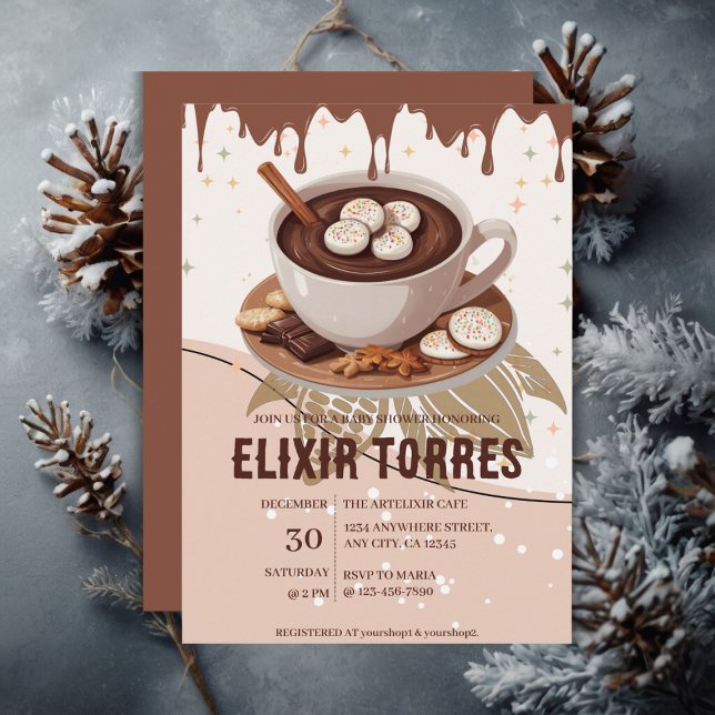 Invitation Chocolat chaud et biscuits Baby shower d'hiver (Créateur téléchargé)