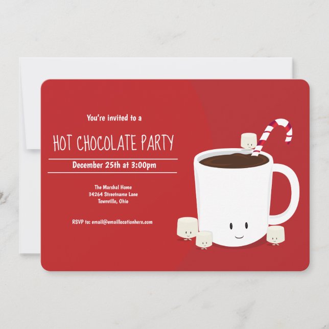 Invitation Chocolat chaud Noël fête horizontale (Devant)