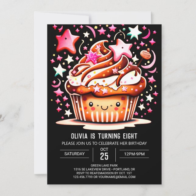 Invitation Chocolat Chic délice Muffin Girl Anniversaire (Devant)