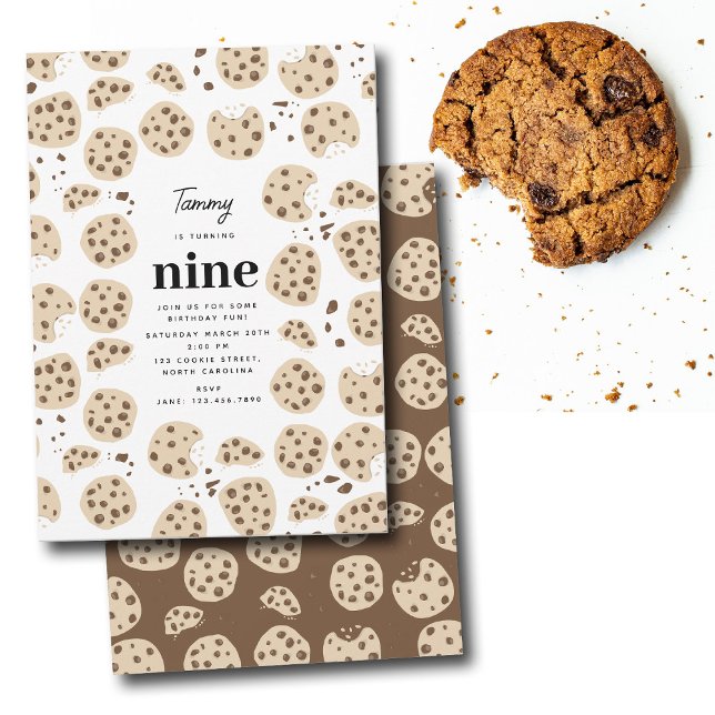 Invitation Chocolat Chip Cookies Anniversaire Thème de fête (Chocolate Chip Cookies Birthday Party Theme Invitation)