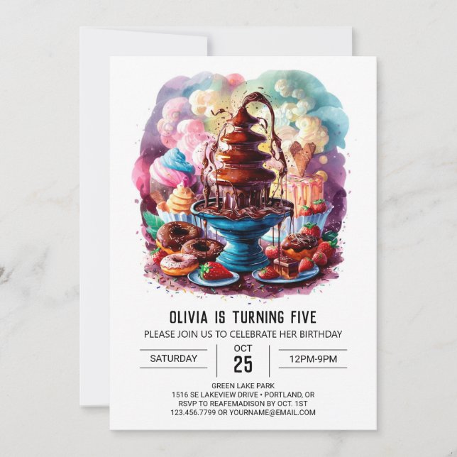 Invitation Chocolat coloré pour enfants Anniversaire (Devant)