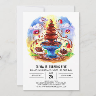 Invitation Chocolat d'aquarelle enchanté Anniversaire