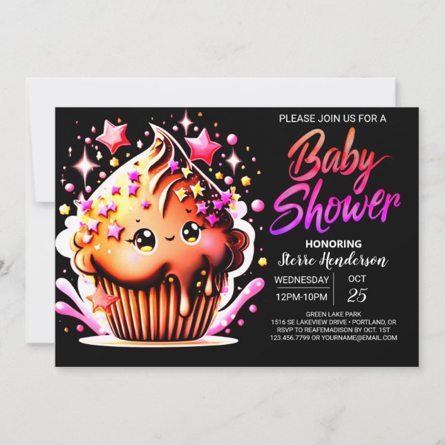Invitation Chocolat enchanté Whimsy Baby shower fille (Devant)