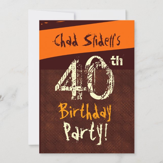 Invitation Chocolat et orange pour 40e anniversaire E931 (Devant)