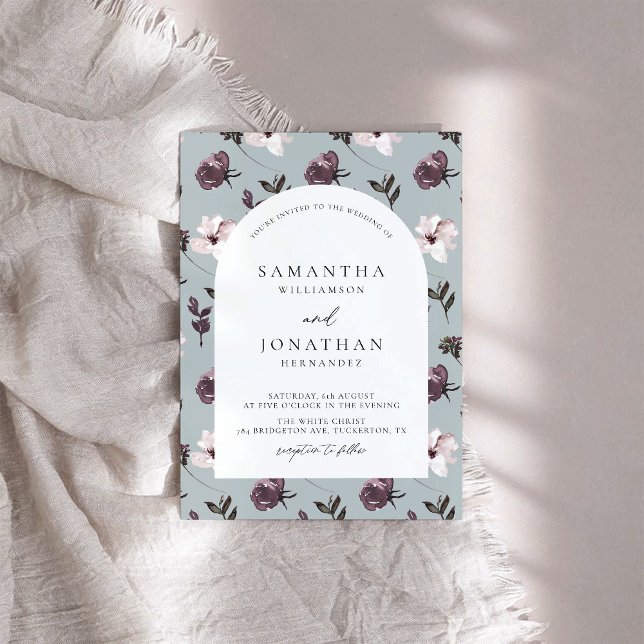 Invitation Chocolat et vanille Élégant Mariage floral (Créateur téléchargé)