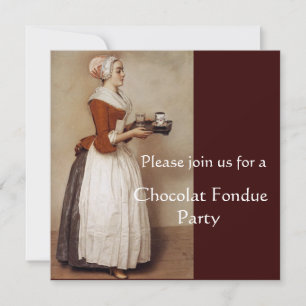 INVITATION CHOCOLAT FONDUE DÎNER FÊTE