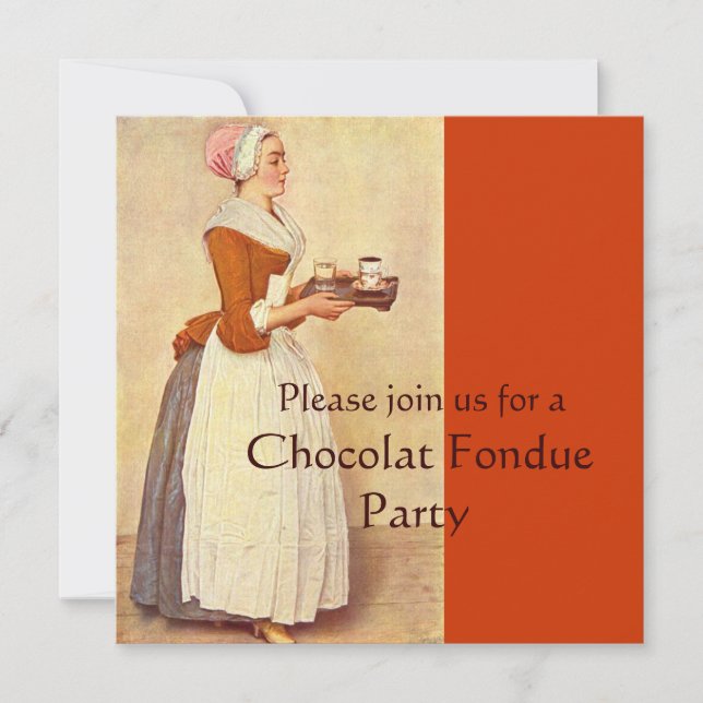 INVITATION CHOCOLAT FONDUE DÎNER FÊTE (Devant)