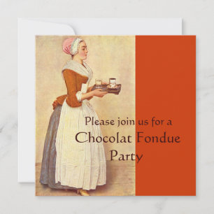 INVITATION CHOCOLAT FONDUE DÎNER FÊTE