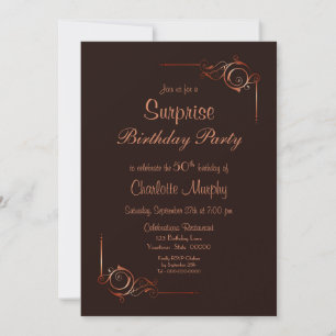 Invitation Chocolat Gold Floral Surprise 50e fête d'anniversa