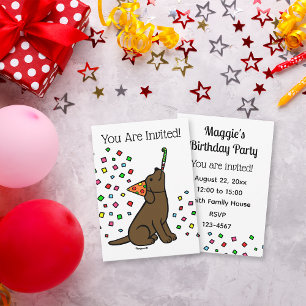 Invitation Chocolat Labrador Confetti fête d'anniversaire