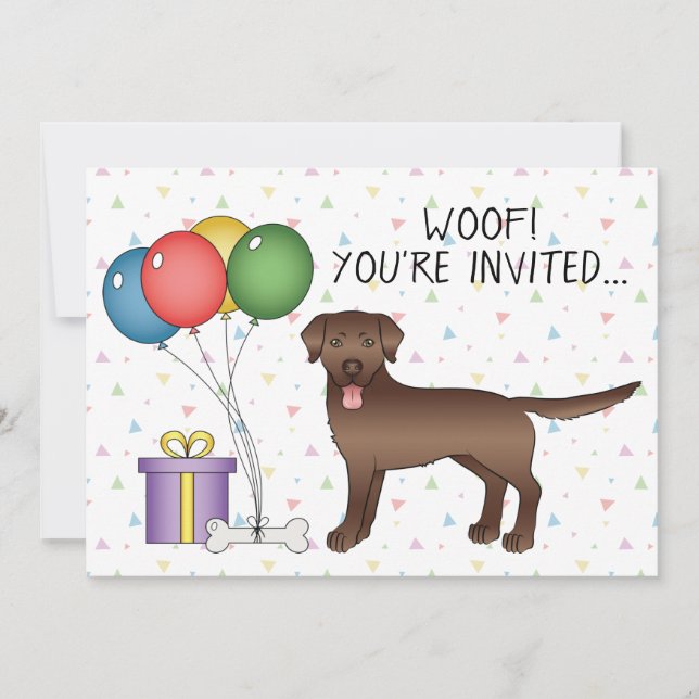 Invitation Chocolat Labrador Retriever mignon chien - Anniver (Devant)