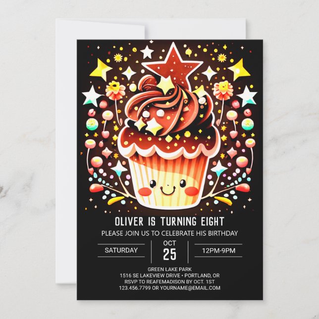 Invitation Chocolat magique Muffin Anniversaire (Devant)
