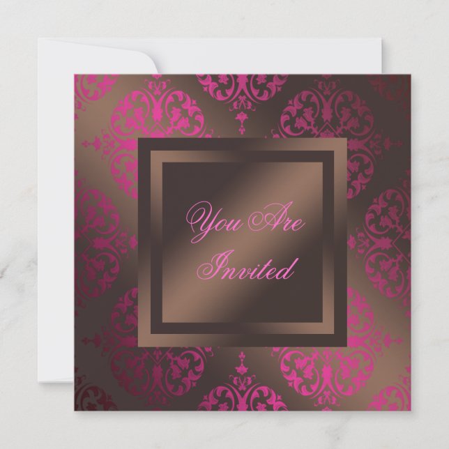 Invitation Chocolat marron fuchsia Fête (Devant)