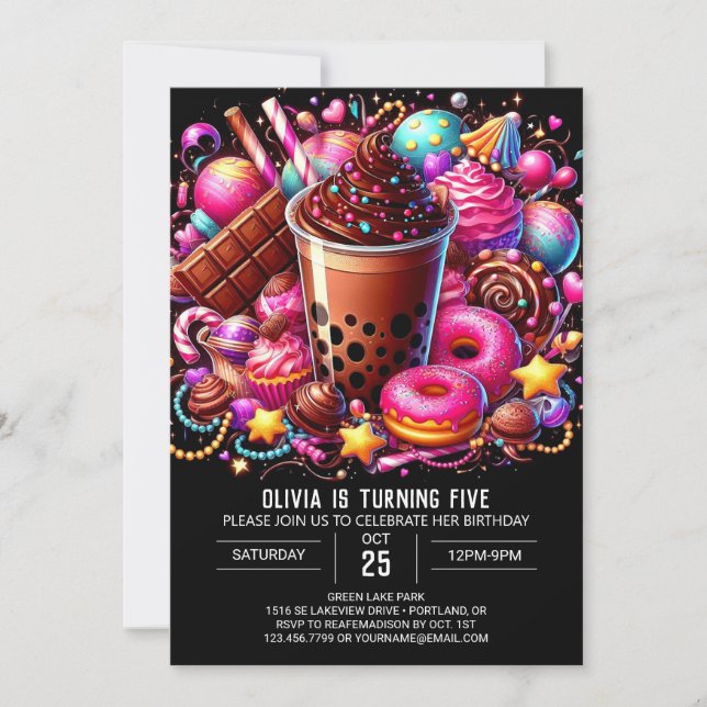 Invitation Chocolat mignon Candyland Digital Anniversaire (Devant)