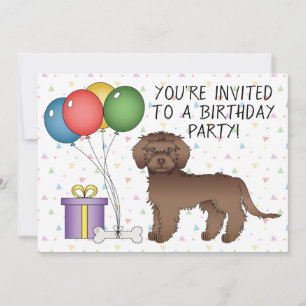 Invitation Chocolat Mini Goldendoodé Cartoon Chien Anniversai
