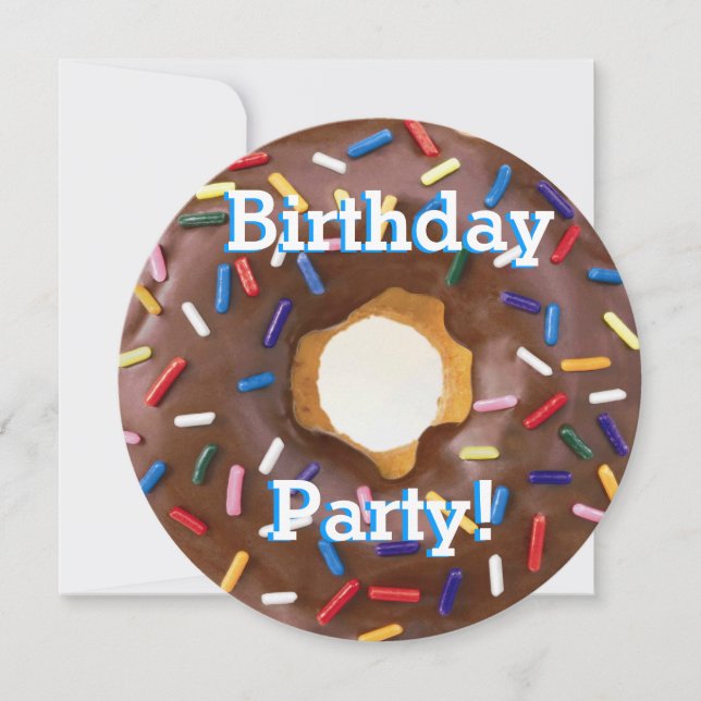 Invitation Chocolat pour la fête d'anniversaire avec du Donut (Devant)