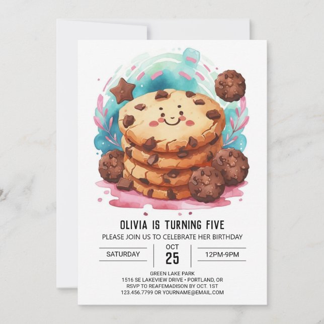 Invitation Chocolat Simple Chic Cookies Anniversaire (Devant)