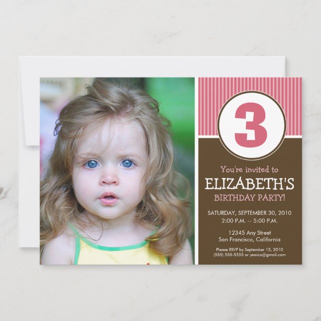 Invitation Chocolat simple et sucré/invitation rose (Devant)