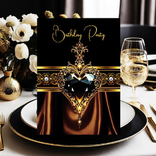 Invitation Chocolat stylé pour anniversaire, cœur noir or