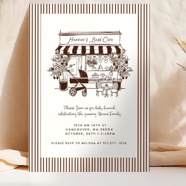 Invitation Chocolate Brown Bebe Cafe | bébé en préparation |  (Créateur téléchargé)