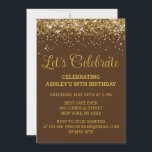 Invitation Chocolate Brown & Gold Glitter 50th Birthday Party<br><div class="desc">Chocolate Brown Gold Glitter Invite,  50th Birthday Party invitation Fifty,  Let's celebrate digital Any Age,  Instant download Fifty Sixty Fifth,  Personalized 50th 60th Fiftieth Sixtieth,  Elegant Milestone template Golden Glam,  Custom 50 60 Personalised Confetti,  Adult Calligraphy Modern Stylish script,  Chic trendy simple for her,  him 55th 65th 45th celebration</div>