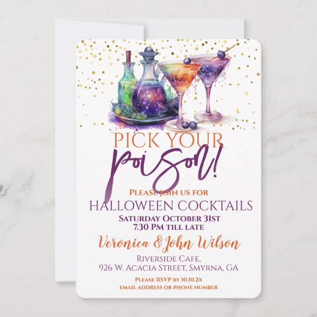 Invitation Choisissez votre poison Halloween (Devant)