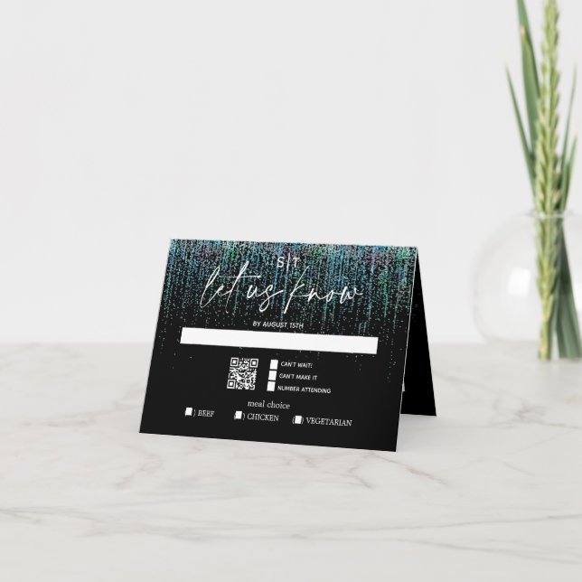 Invitation Choix de repas code QR Moderne RSVP Edgy Sarcelle  (Devant)