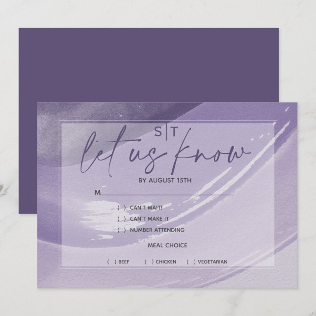 Invitation Choix de repas moderne aux tons de prune RSVP coup (Devant / Derrière)